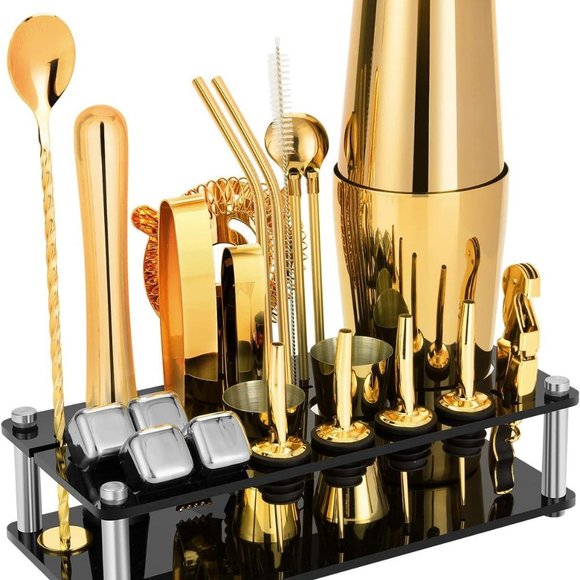 Perfect Party boy Gift 23-Piece Stainless Steel Bartender Kit with Acrylic Stand - Picture 8 of 9
